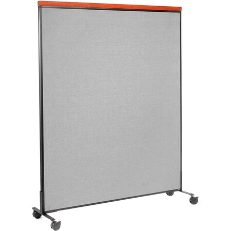 Interion By Global Industrial Interion Mobile Deluxe Office Partition Panel, 60-1/4inW x 76-1/2inH, Gray 694975MGY